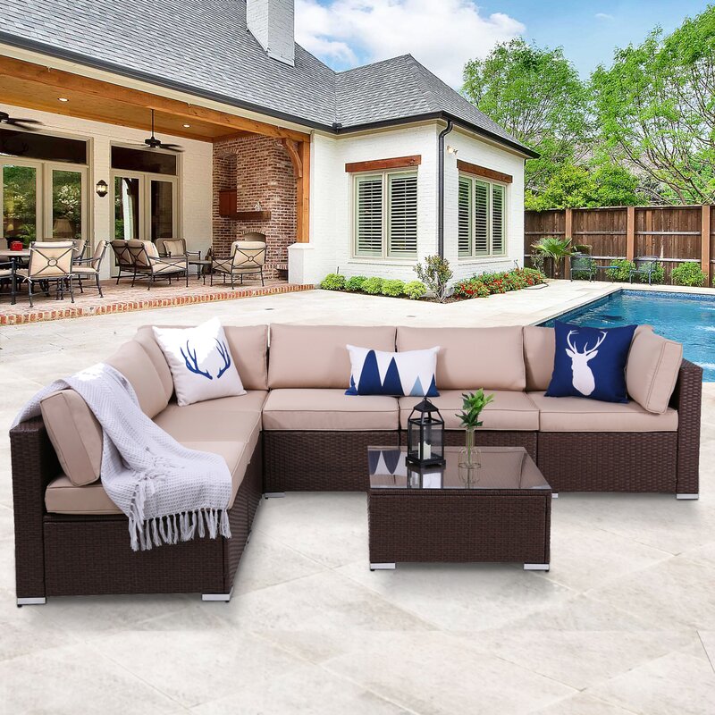 Royalcraft 7 Pieces Outdoor Sectional Sofa Set AllWeather Rattan
