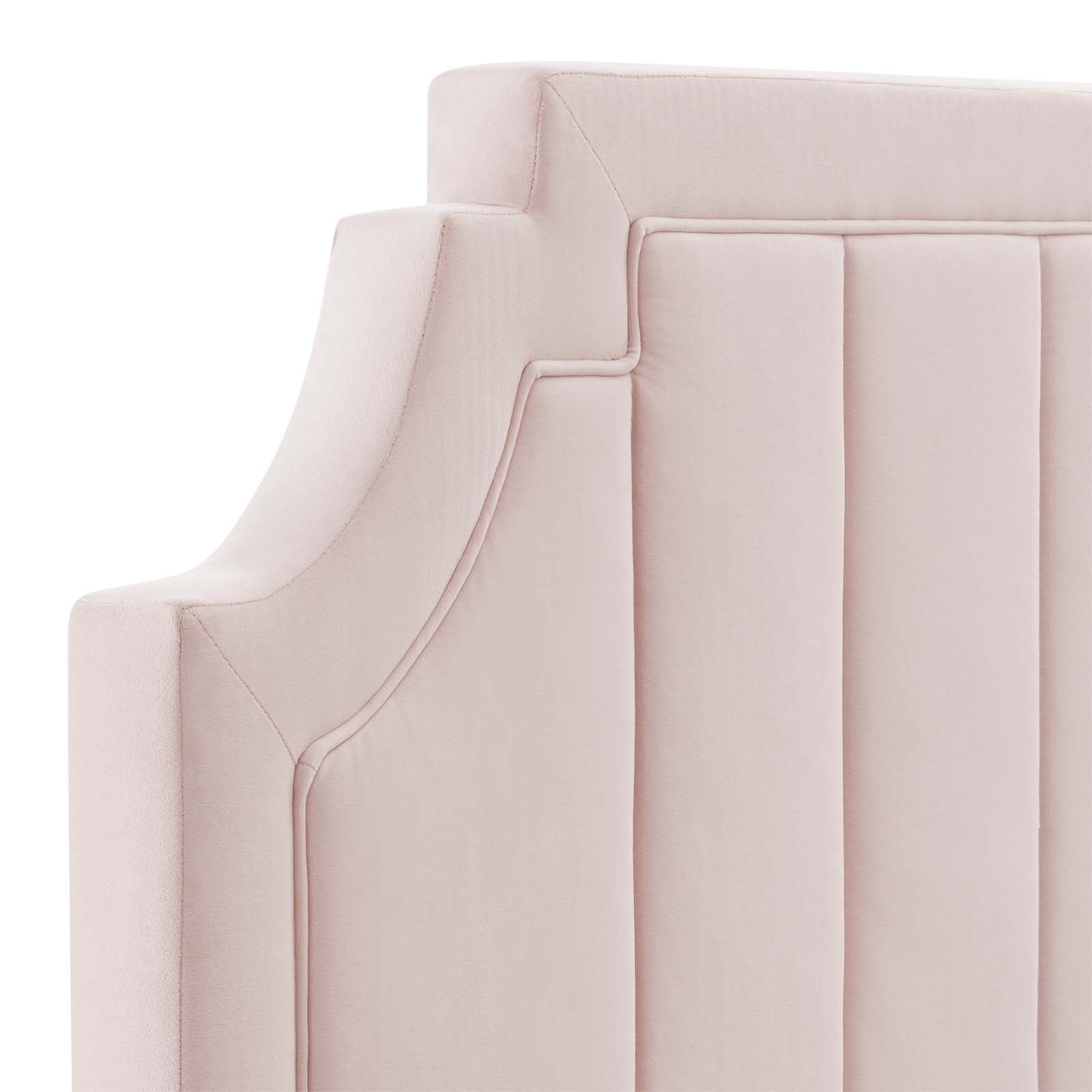 Modway Alyona Channel Tufted Performance Velvet Twin Headboard in Pink