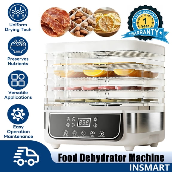 INSMART Food Dehydrator Machine, 5 Trays Electric Dehydrated Dryer with 95-158℉ Temp Control & 72H Timer, 4 Modes LCD Display 160W Dryer for Jerky, Fruit, Meat, Veggies and Dog Treats, BPA-Free