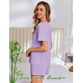 thumbnail image 2 of Ekouaer Pajama Set for Women Viscose from Bamboo Short Sleeve Tops and Shorts Set 2 Piece Lounge Set, 2 of 6