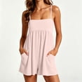 thumbnail image 2 of TEAJOPSUU Women's Sleeveless Romper Solid Color Spaghetti Strap Casual Loose Rompers for Everyday Wear Pink, 2 of 9