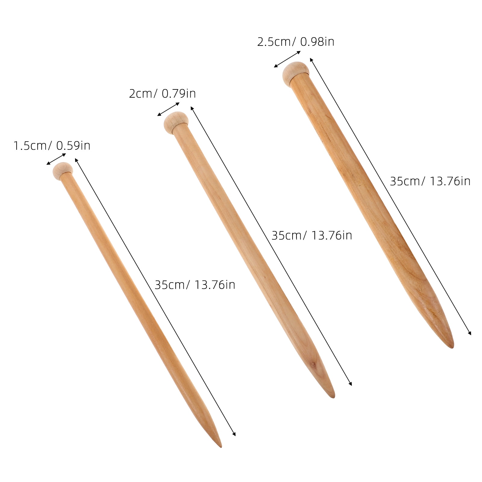 Amosfun 6-Piece Ergonomic Wooden Knitting Needles Set for Handmade Blankets and Crafts