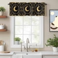 thumbnail image 3 of Gold Yellow Moon Star Valances for Windows,Kitchen Valance Rod Pocket Short Curtain, Starry Night Polka Dot on Black Valance Curtain Window Valances for Bedroom Bathroom Living Room 60x18in, 3 of 9