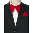 thumbnail image 4 of INSPIRE CHIC Men's Velvet Pocket Square Pre-Tied Solid Color Adjustable Bow Tie Sets Red One Size, 4 of 4
