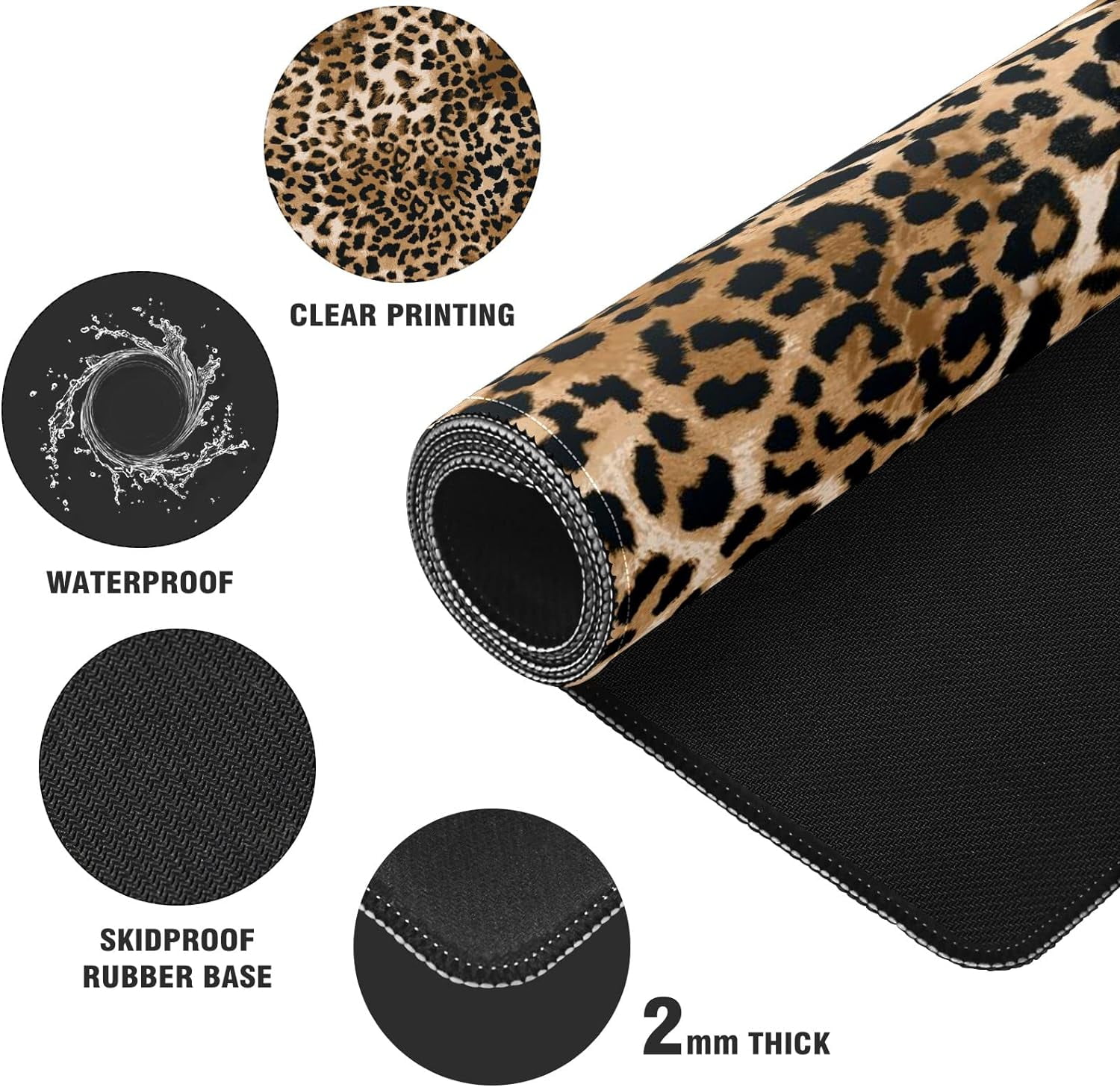 Brown Leopard Print Desk Mat, Desk Accessory, Cute Workspace, Trendy Workspace, Trendy, 35.4x15.7in Large Gaming Mouse Pad, Cute Desk Topper, Pretty Desk Pad