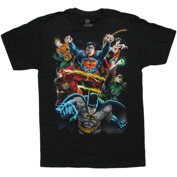 Justice League 6 Heroes Paint Adult T-Shirt