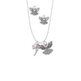 thumbnail image 2 of Delight Jewelry Silvertone Small Fairy with Pink Wings Silver tone Guardian Angel Charm Necklace and Stud Earrings, 2 of 4