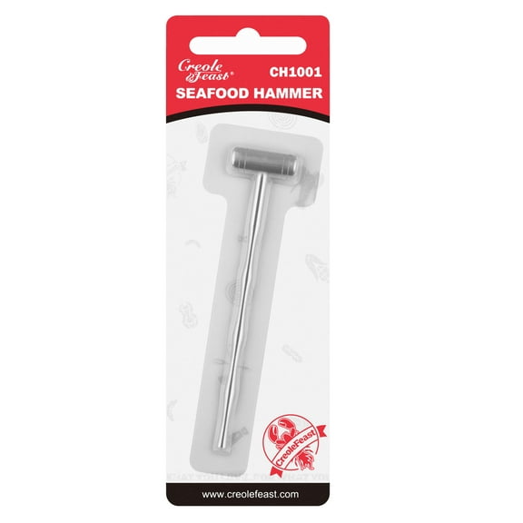 Creole Feast CH1001 Stainless Steel Crab or Lobster Mallet, Seafood Hammer, Solid Seafood Shellfish Cracker Tool, 6-Inch, Silver, 1 Pc