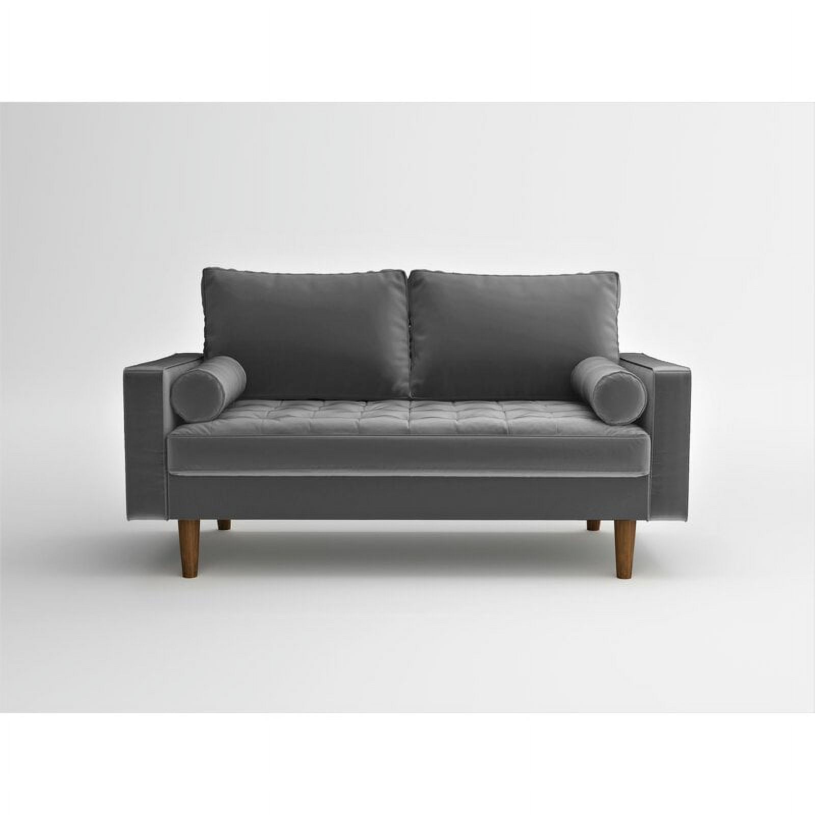 US Pride Furniture Womble 58'' Velvet Square Arm Loveseat, Gray
