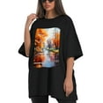 thumbnail image 4 of Plus Size Shirt for Women Black Tops for Women Oversized Short Sleeves Shirt for Women T Shirt Crewneck Shirt for Women XL, 4 of 5