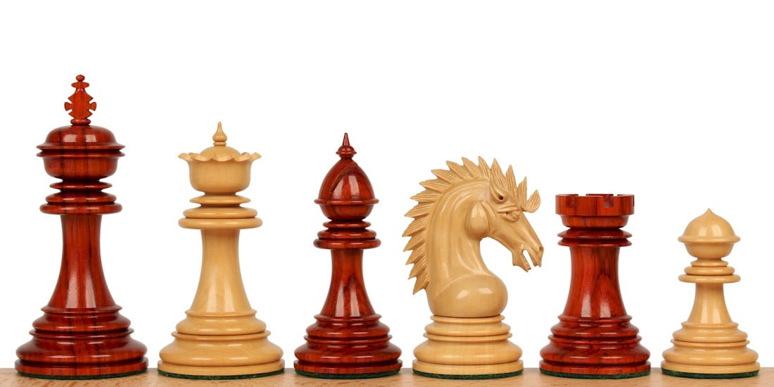 Cyrus Staunton Chess Set with Padauk & Boxwood Pieces - 4.4" King