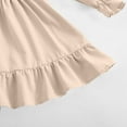 thumbnail image 6 of Girls Long Sleeve Dress with Smocked Waist & Square Neck, Beige Party Everyday Casual Ruffle Hem Dress for Kids 4-13 Years,Size 12-13T, 6 of 7