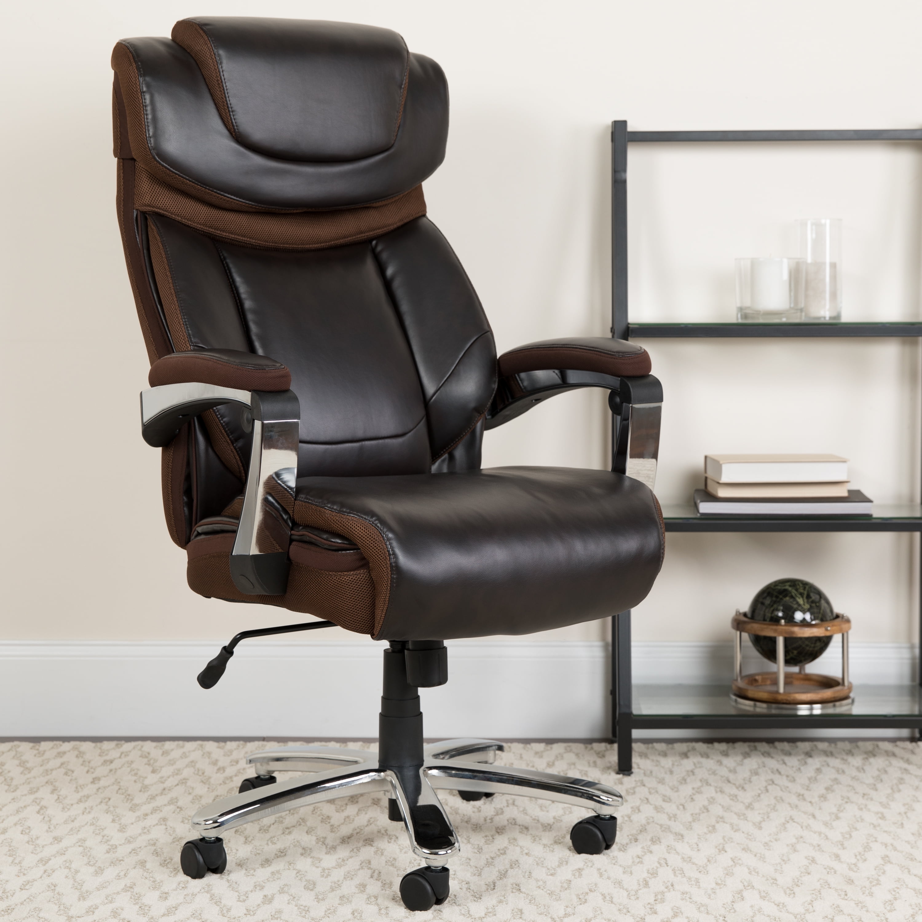 Brown LeatherSoft Executive Swivel Office Chair with