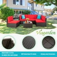 thumbnail image 3 of Sobaniilo 6 Pieces Patio Furniture Sets, All Weather PE Wicker Outdoor Conversation Set with Glass Table (Red), 3 of 7