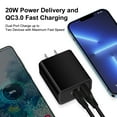 thumbnail image 2 of USB C Charger Block,HAOANO 20W PD Type C Charger Block with 2PACK Fast Charging Cables 6ft QC3.0 Wall Charger Adapter Plug Brick USB C Block,Black, 2 of 4