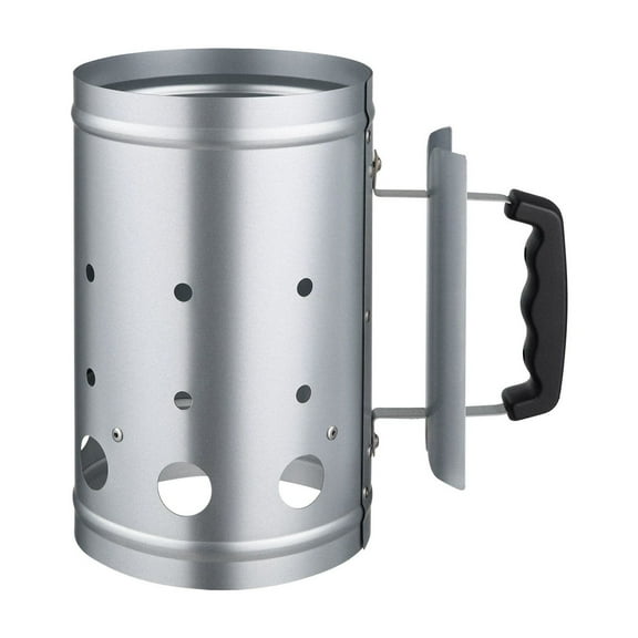 Charcoal Chimney Starter, 4lbs Large Capacity BBQ Grill, Heavy Duty Steel Fire Starter for Charcoal, Rapid Lighting, Compact Grill Tool, Silver