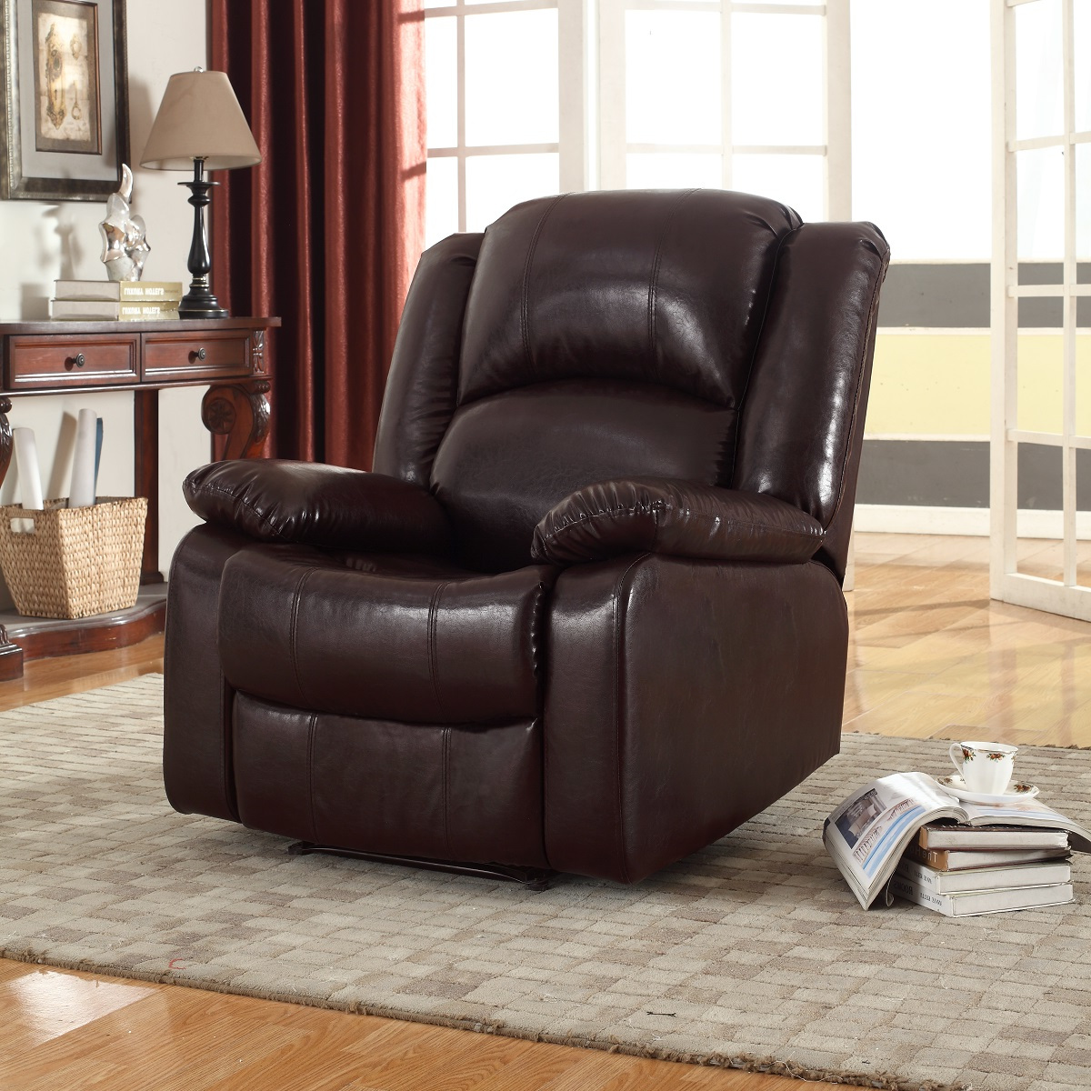 Leonel Signature Bonded Leather Glider Recliner, Multiple Colors - image 3 of 8