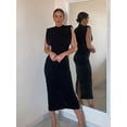 thumbnail image 3 of Vestido Midi ajustado negro para mujer, vestidos clásicos, Sexy, manga voladora, Bodycon, elegante, fiesta de noche, Festival, moda, 3 of 5