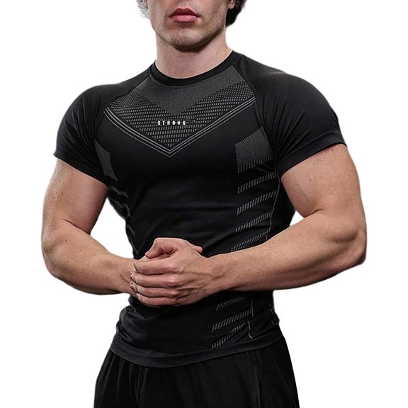 Luwomo Mens T-Shirts Workout Slim Gym Short Sleeve Letter Print Fitness Running Summer Athletic Tee Regular Tops