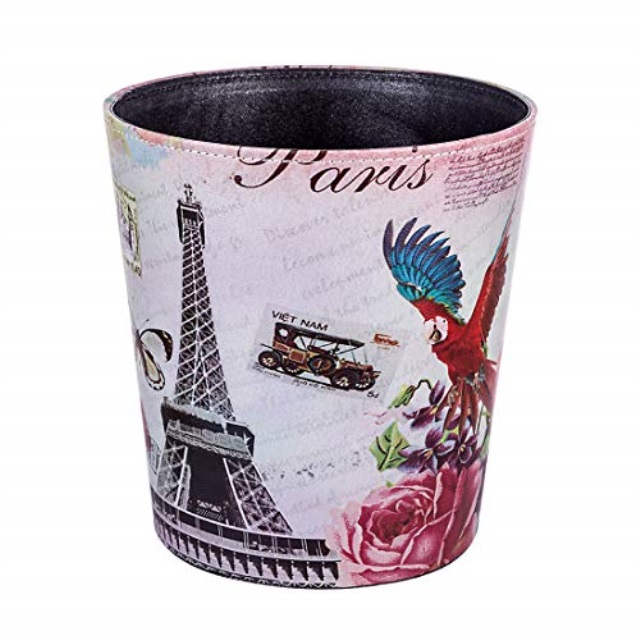 xshion decorative wastebasket, 10l vintage waste paper basket pu