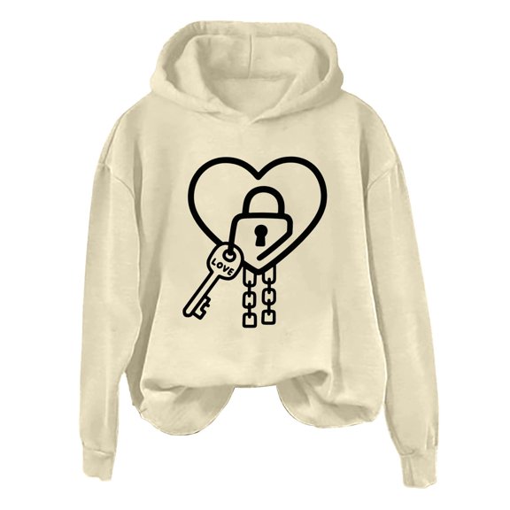 NMMUED Fall Clothes for Women, Graphic Sweatshirts for Women, Oversized Hoodies for Women, Plain Hoodies, Travel Hoodie, Beige L