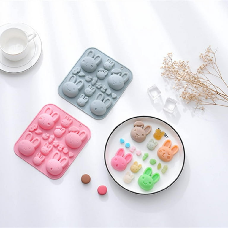 CLZOUD Cake Pop Molds Shapes Cute Bunny Theme Silicone Gel Homemade Diy  Chocolate Candy Molds Silica Gel Pink Reusable Easy Release 