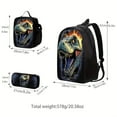 thumbnail image 4 of Large Dinosaur Black Backpack Set Ideal for Daily Commute, Includes Lunch Box & Pencil Case, Durable Polyester, Casual Style, Zipper Closure, Lunch Box HolderDinosaur Print BackpackSturdy Straps,, 4 of 9