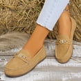 thumbnail image 5 of Women's Slip On Loafer Flats,Soft PU Flat Comfort Shoes All-Match Casual Daily Walking Shoes Khaki 6, 5 of 6