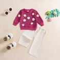 thumbnail image 2 of TOWED22 Newborn Toddler Infant Girl Clothes Fall Winter 2 Piece Outfits Long Sleeve Soft Sweatshirt + Elastic Waist Pants Set(Hot Pink,12-18 M), 2 of 8