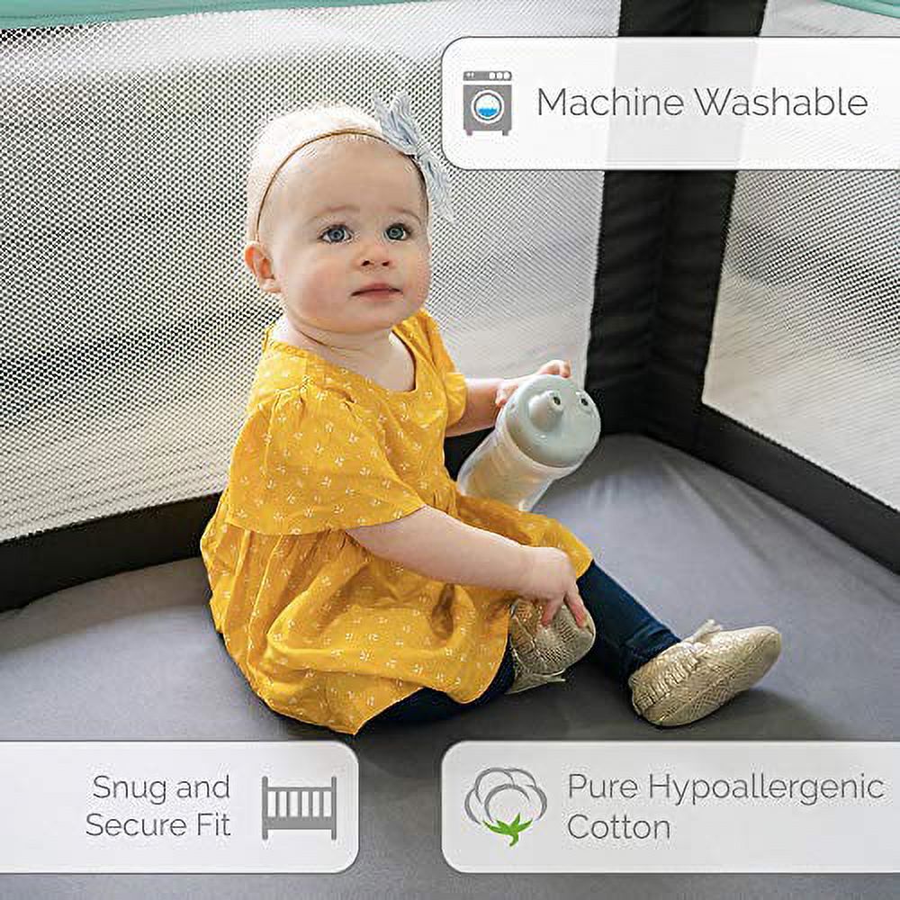 SheetWorld Fitted 100% Cotton Percale Pack N Play Sheet Fits Graco Square Play Yard 36 x 36, Grey Dot Circles - image 3 of 7