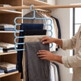 thumbnail image 5 of 5-Tier Non-Slip Plastic Clothes Hanger 11.02×10.83in Space Saving Closet Organizer for Jeans Skirts Scarves Trousers, 1 Pack, 5 of 5