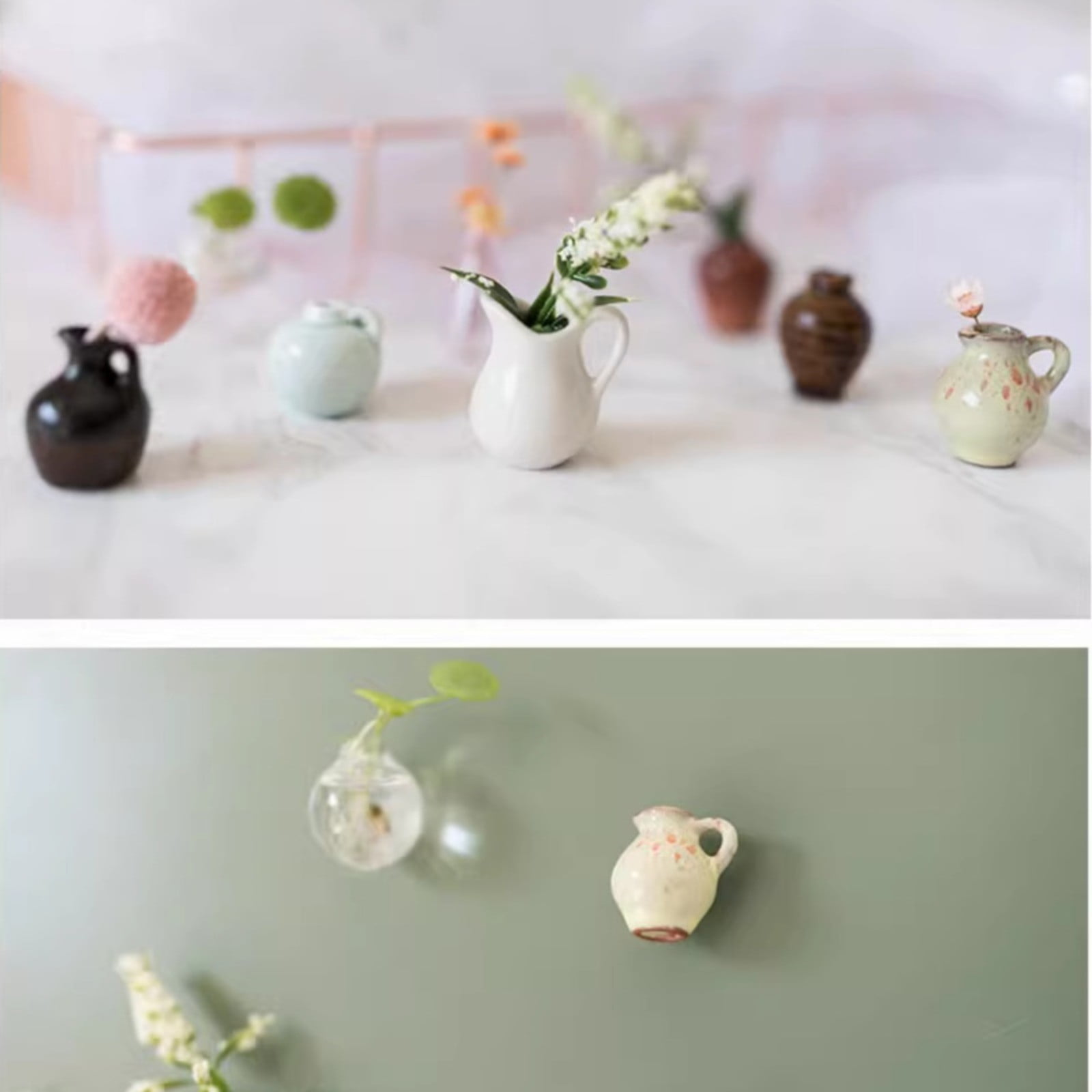 Stickers,Vase Magnets Ceramic Vase Refrigerator Magnets 3D Ceramic Flower Vase Cute Plant Vase Fridge Magnets Kitchen Decoration