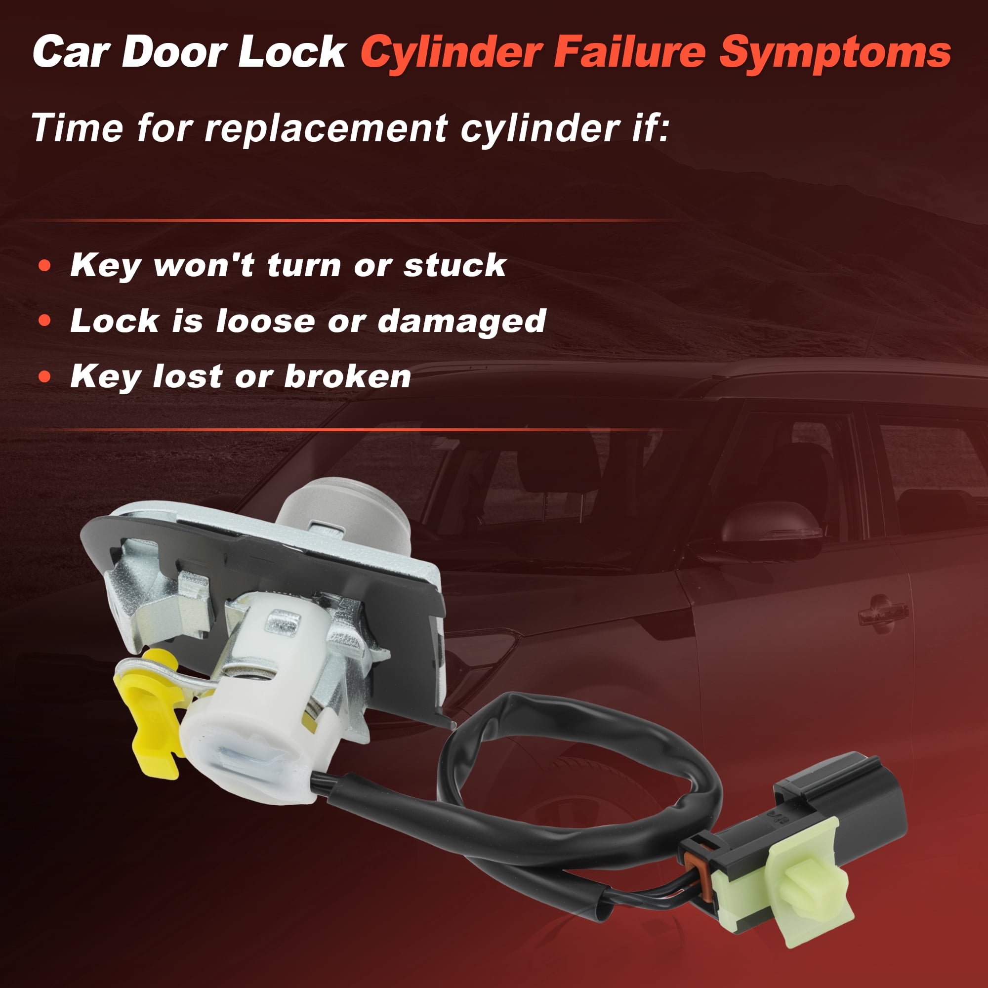 Unique Bargains Front Left Door Lock Cylinder Set with 2 Keys for Kia Sportage 2004-2010