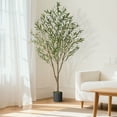thumbnail image 4 of Lyacmy 6ft Artificial Olive Tree with Realistic Leaves and Natural Trunk, Faux Potted Plants with Black Plastic Pot for Home Office Decor, 4 of 9