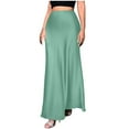 thumbnail image 2 of WRKEKC Long Skirts for Women Summer, Summer Skirts for Women, Women's Trendy Solid Color A-Line Satin Invisible Zipper Long Skirt, 2 of 7