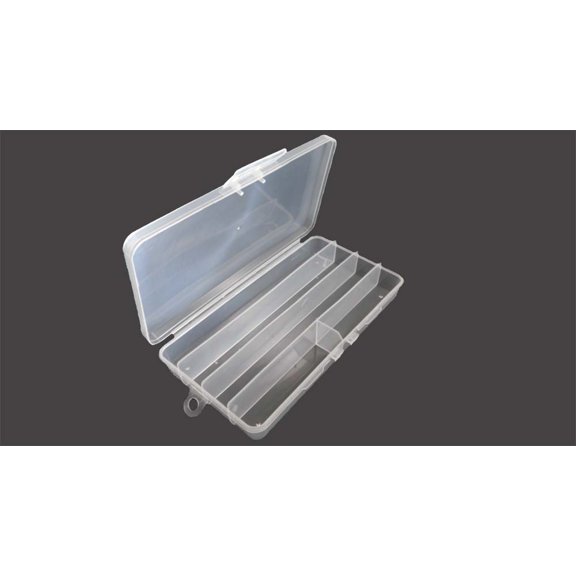 BIN BUDDY (2 Pack) 5 Compartment Plastic Storage Box | 3.5" (8.9 cm) x 6.75" (17.1 cm) | Clear Frosted | Hinged Lid | For Home, Workshop, Garage