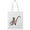 White, variant on Letter N Flower Bouquet Tote Bag - Image by Shutterstock, One Size Cotton Canvas Tote Bag