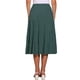 thumbnail image 3 of Faldas midi para mujer INSPIRE CHIC, sólidas, con cintura elástica, falda acampanada en capas con bolsillos, color verde ejército, 3 of 6