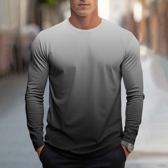 GUZOM Men's Long Sleeve Shirt,Poly-Cotton Blend,Breathable Quick Dry,All-Season Casual Workout,Black,Size 2XL