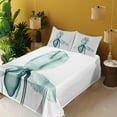 thumbnail image 4 of Ambesonne Nature Fitted & Top Sheet Set with Shams, Modern Flower X-Ray, Teal White, 4 of 8