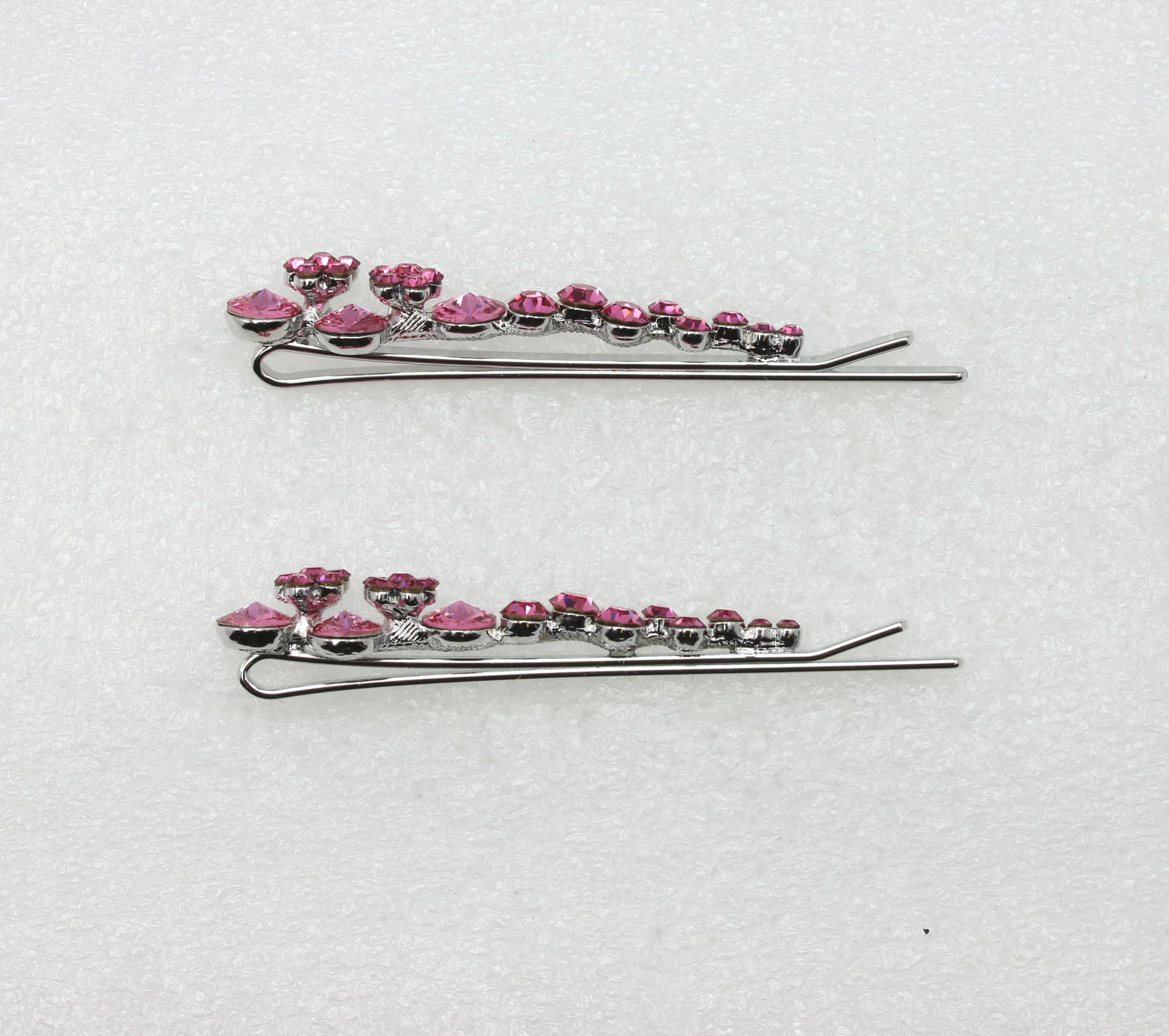 Faship  A Pair Of Pink Premium Rhinestone Crystal Floral Hair Clips Pins 2 Pcs
