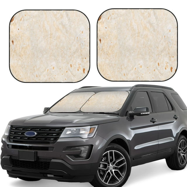 Disketp pita baked bread Pattern 2 Piece Windshield Sunshades,Folding Windshield Sun Shade for Car SUV Trucks Sedan,Blocks UV Rays Sun Visor Protector-Medium
