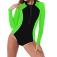 thumbnail image 2 of Zpanxa Zip Front Swimsuit for Women Long Sleeve Surfing Rash Guard Full Coverage, 2 of 8
