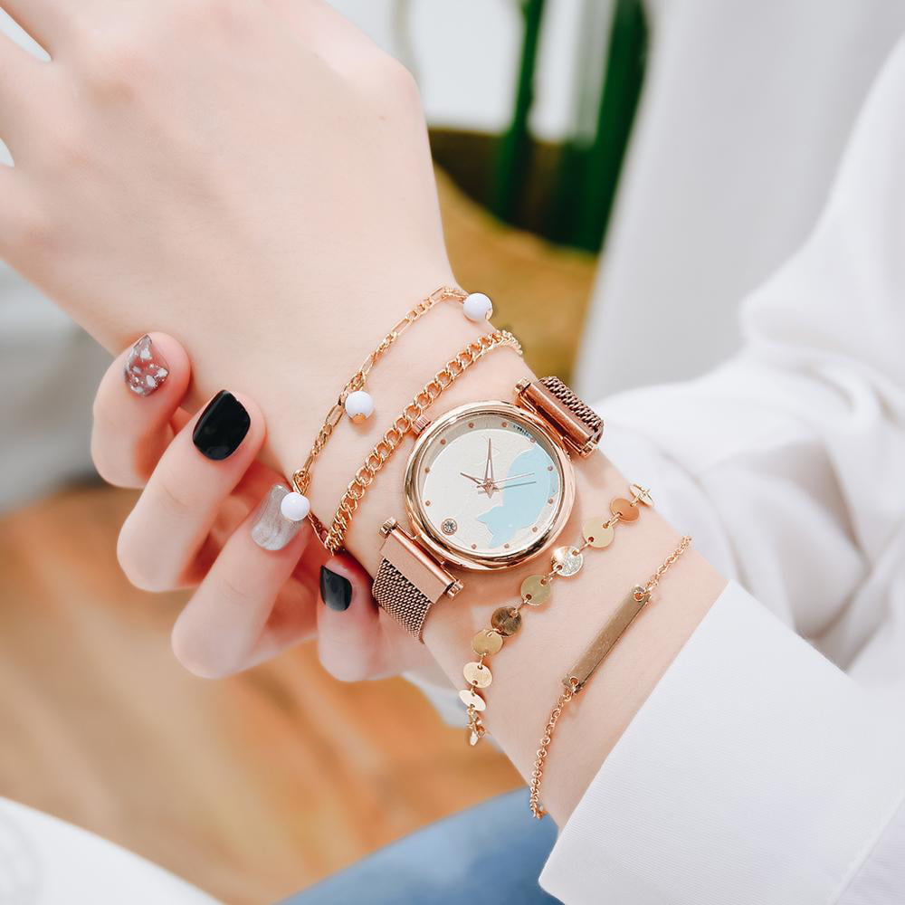 Rose Gold Wrist Watch Ladies | Women Watch Bracelet Set | Wrist Watches Bracelet  Set - 2 - Aliexpress