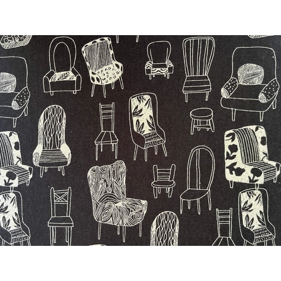 Chair Theme Canvas Fabric-Robert Kaufman-Lightweight Cotton Material - 1/2 Y, 43"