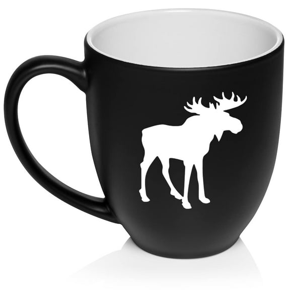 Moose Ceramic Coffee Mug Tea Cup Gift (16oz Matte Black)