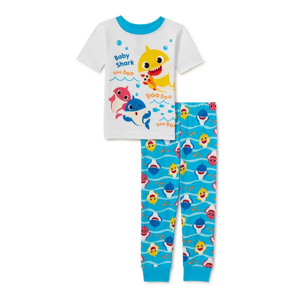 Baby Shark Toddler Boys' Cotton Pajamas, 2 Piece Set