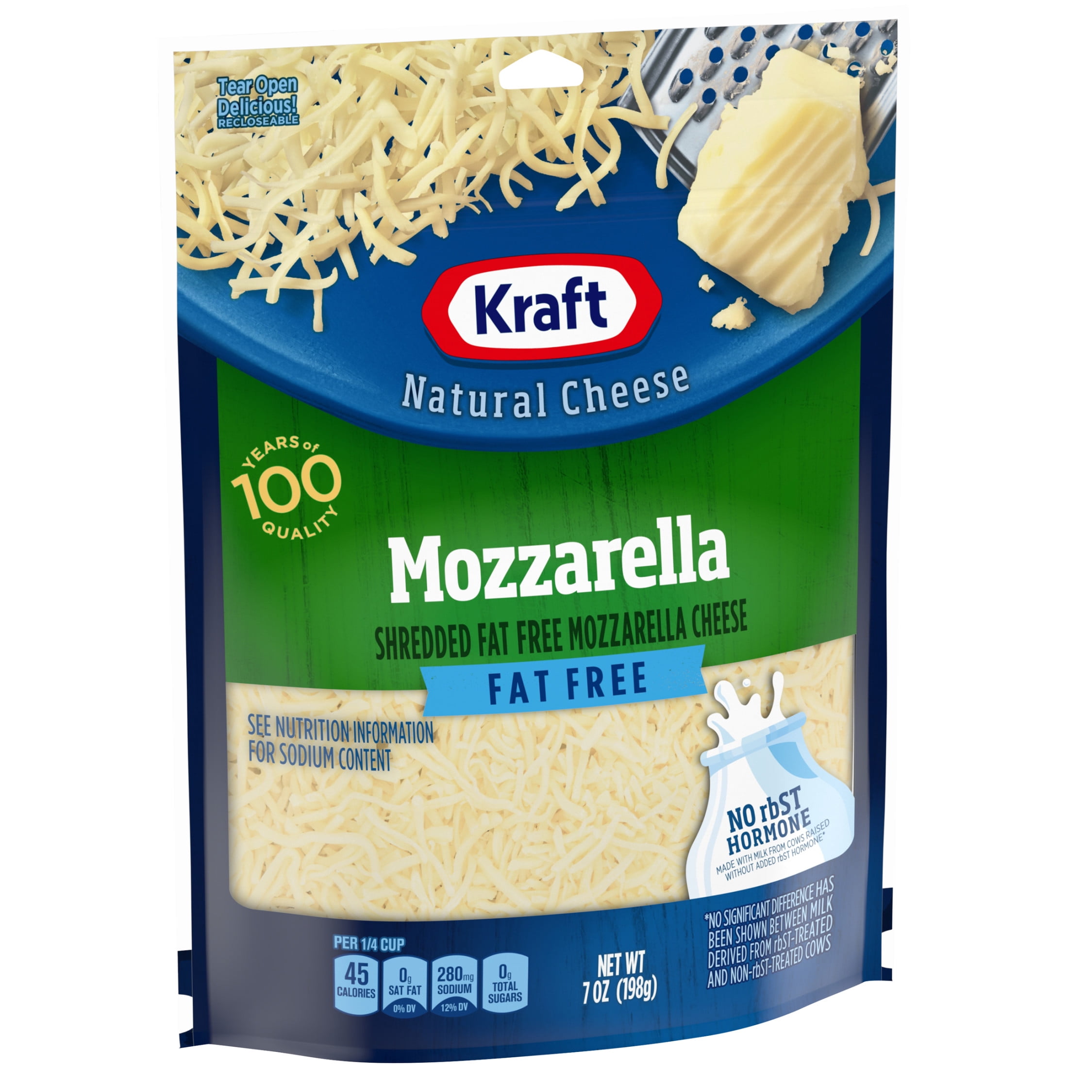 Kraft Fat Free Mozzarella Shredded Natural Cheese 7oz Bag