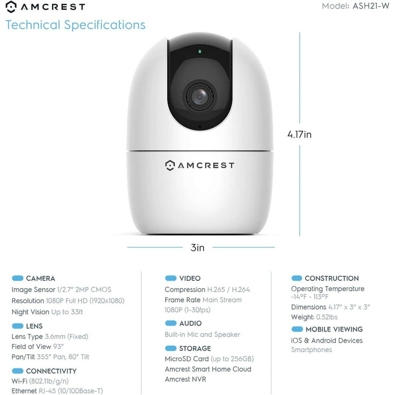 Amcrest Video Baby Monitor with Camera, Two-Way Audio, Pan/Tilt