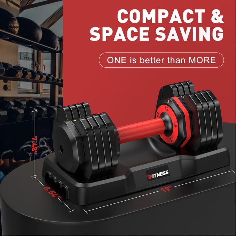 GIKPAL 110lbs Adjustable Dumbbells, Quick Select 15-55lbs Free